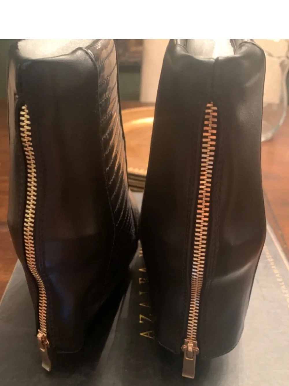 Azalea Wang Women Black Pointed-Toe Ankle Boots